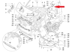 Hood hinge on the left