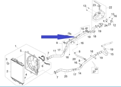 Cooling water pipe above