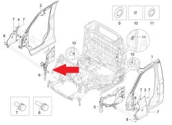 Headlight support plate on the right