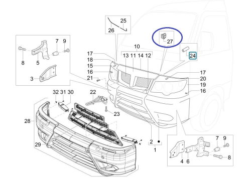 Mounting clip for grille