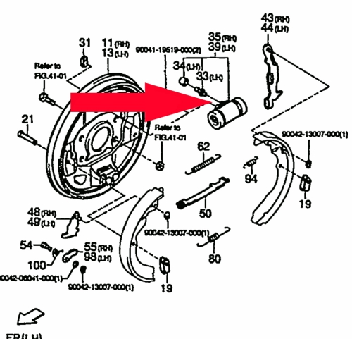 Wheel brake cylinder left-right from 01-1995
