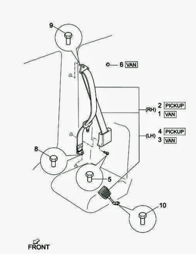 Seat belt left for tipper, chassis and pickup
