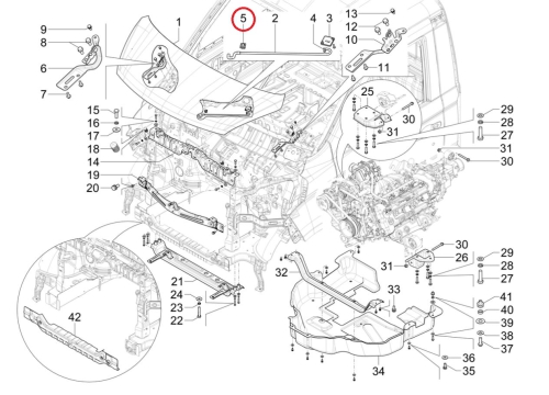 Clip bonnet support rod