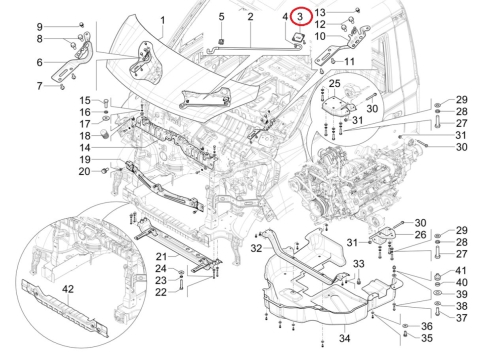 Clip bonnet support rod