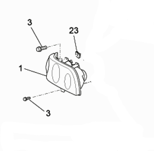 Headlamp with flasher front right